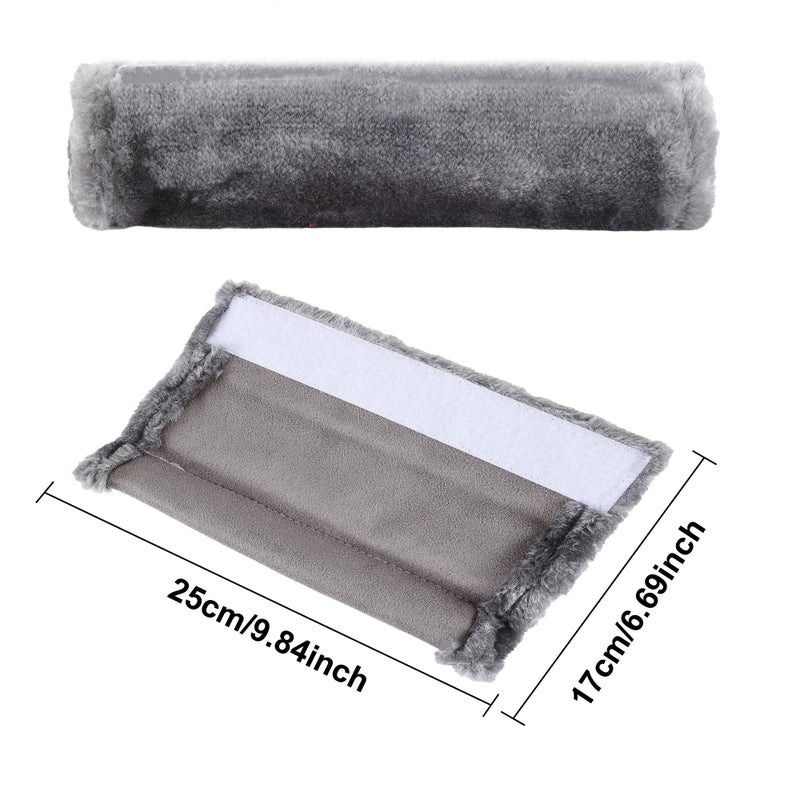 MOONET 2 Packs Car Seatbelt Covers Shoulder Pad for More Comfortable Driving, Universal Seat Belt Cover for Handbag Camera Backpack Straps, Soft Faux Sheepskin Wool Seat Belt Cushion (Gray) - Image 2